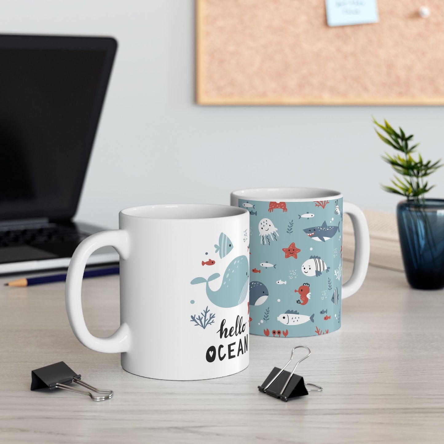 Hello Ocean Ceramic Mug, (11oz, 15oz)