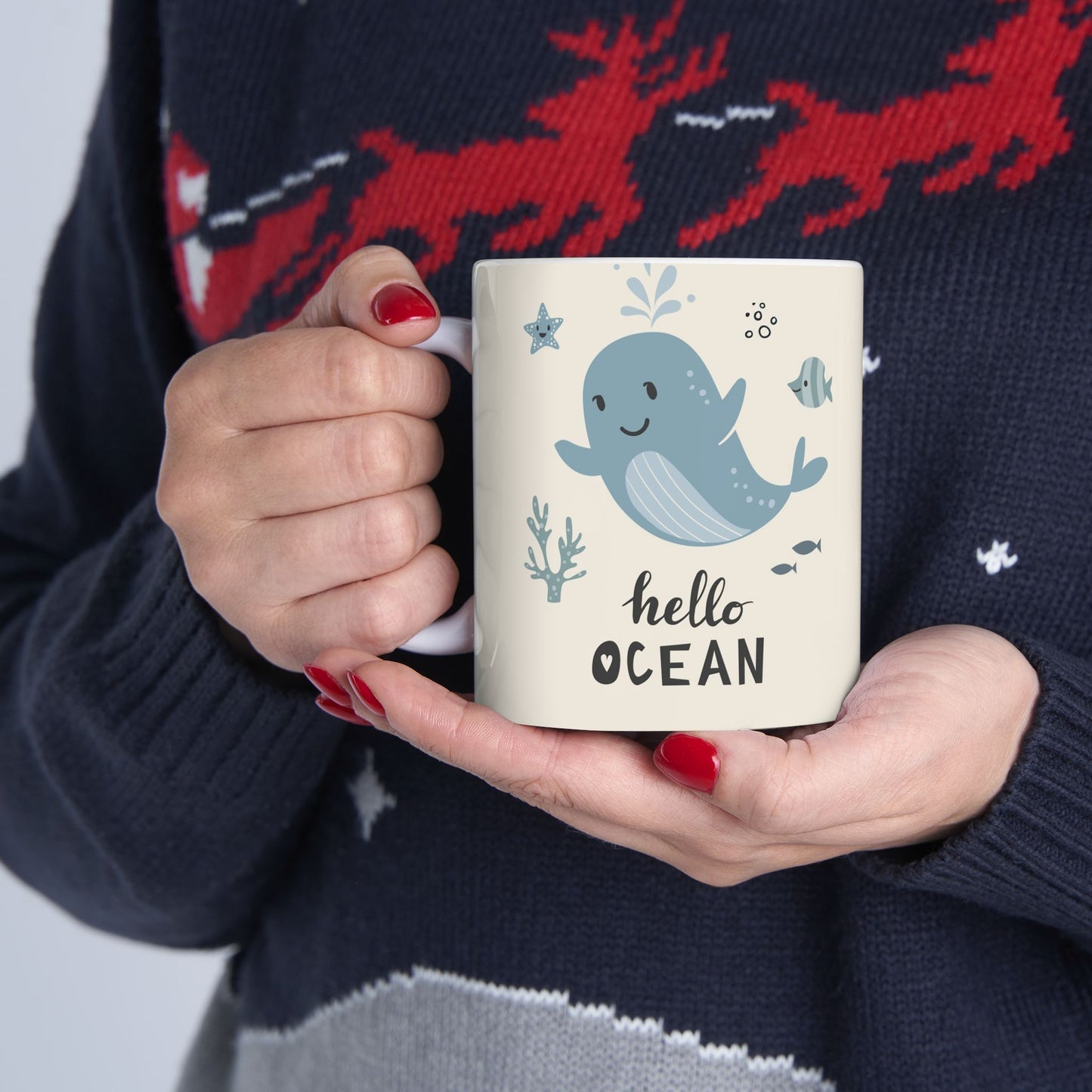 Hello Ocean Ceramic Mug, (11oz, 15oz)