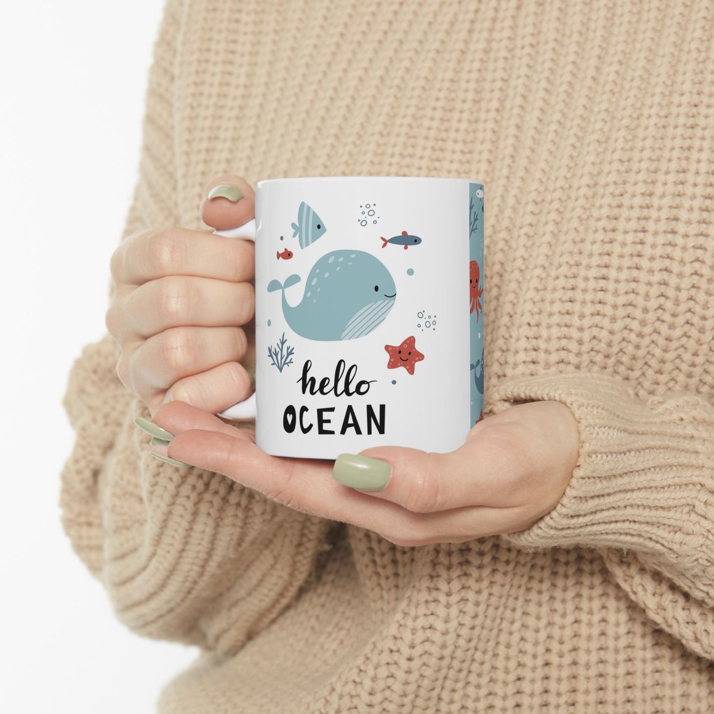 Hello Ocean Ceramic Mug, (11oz, 15oz)