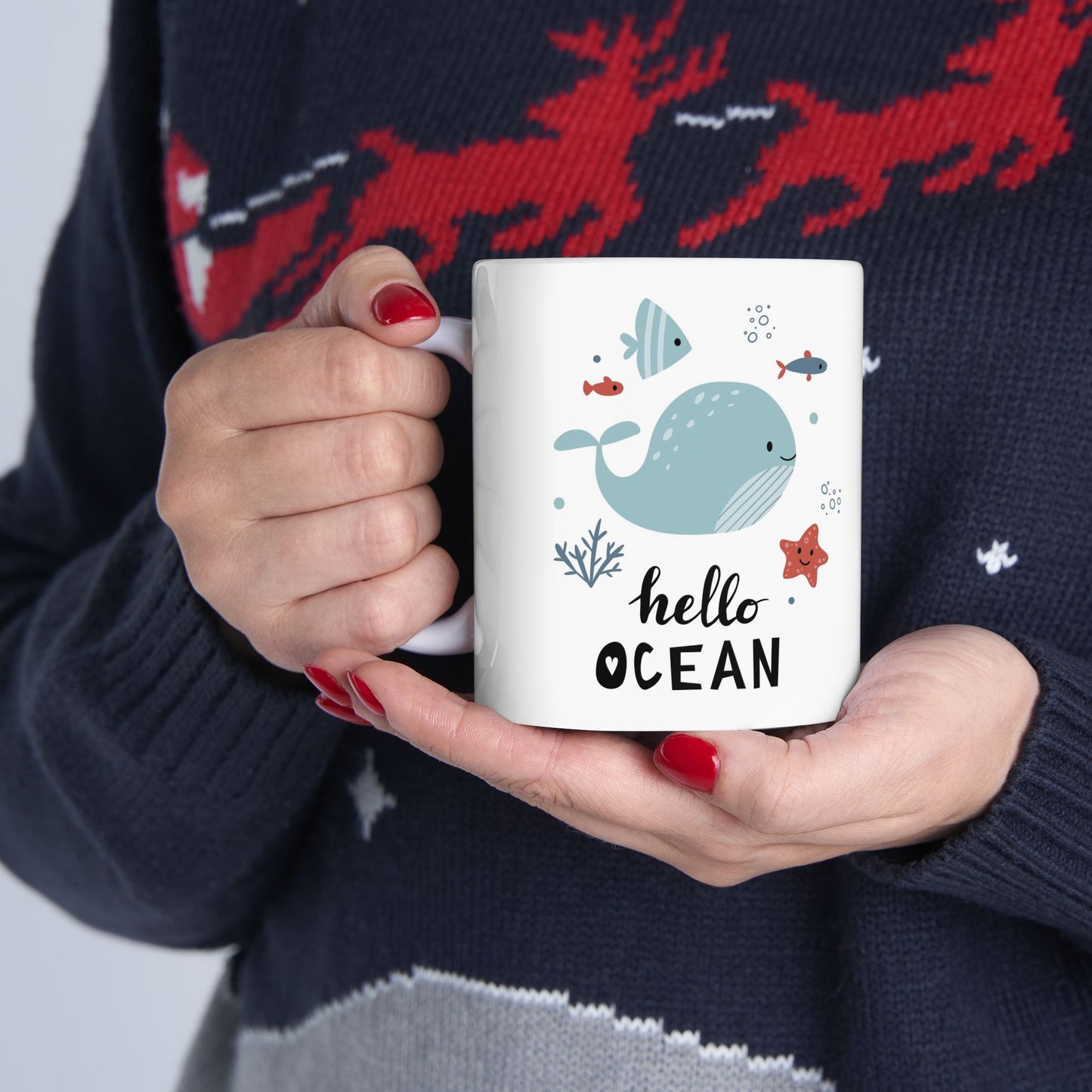 Hello Ocean Ceramic Mug, (11oz, 15oz)