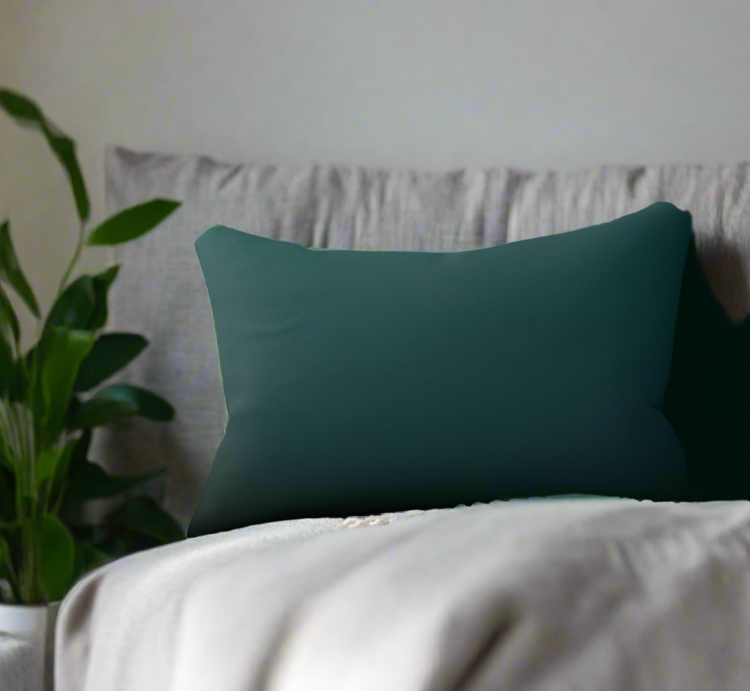 Green Spun Polyester Lumbar Pillow