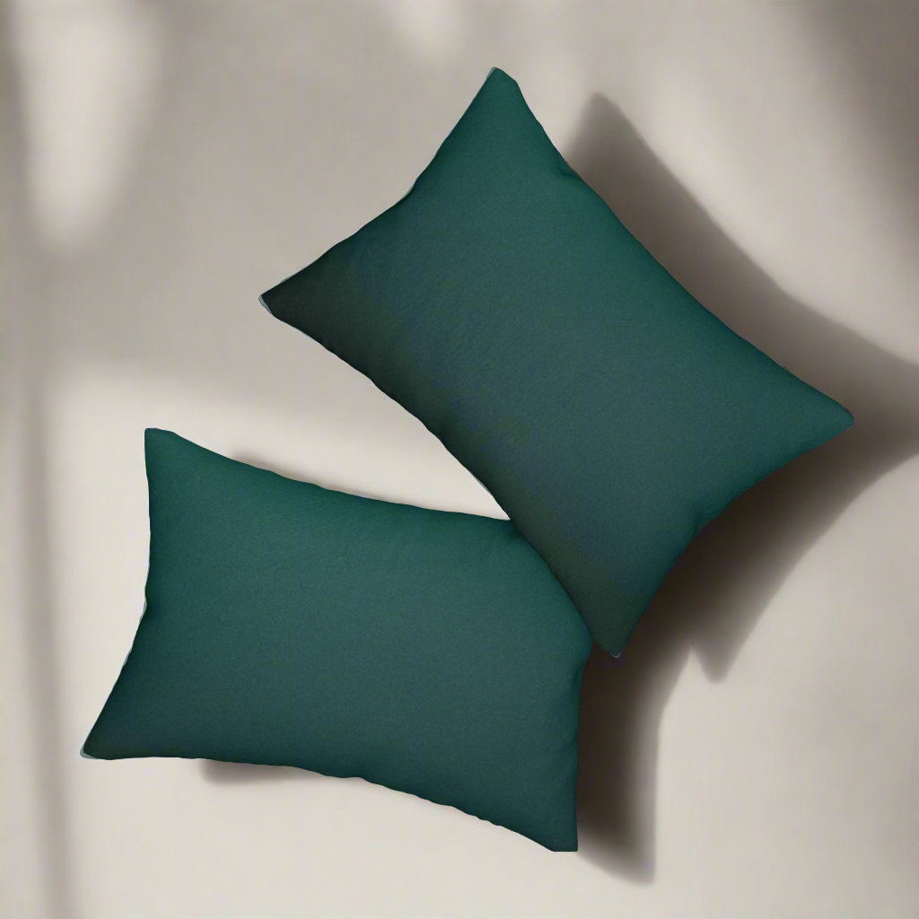 Green Spun Polyester Lumbar Pillow